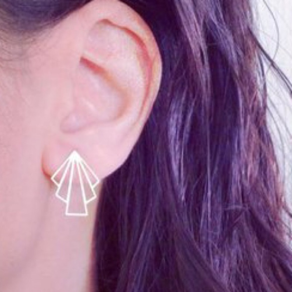 Geometric Gold Plated Stud Earrings